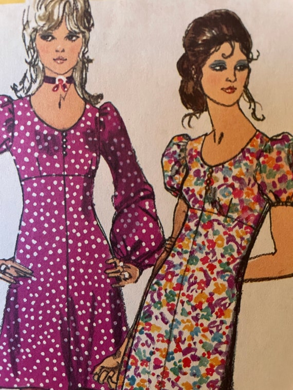 Vintage 1970's Empire Waist Dress With Gathered Puff Sleeves---simplicity 9446---size 10 Bust 32 1/2 UNCUT and Factory Folded - Etsy Vintage 1970's Empire Waist Dress With Gathered Puff Sleeves---simplicity 9446---size 10 Bust 32 1/2 UNCUT and Factory Folded - Etsy