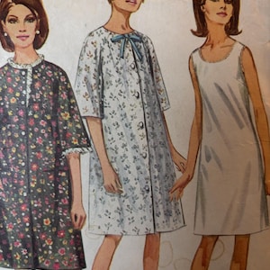 May include: Illustration of three vintage dresses. The first is a dark floral print with a white collar and cuffs. The second is a light blue floral print with a bow. The third is a white dress with a scalloped neckline.