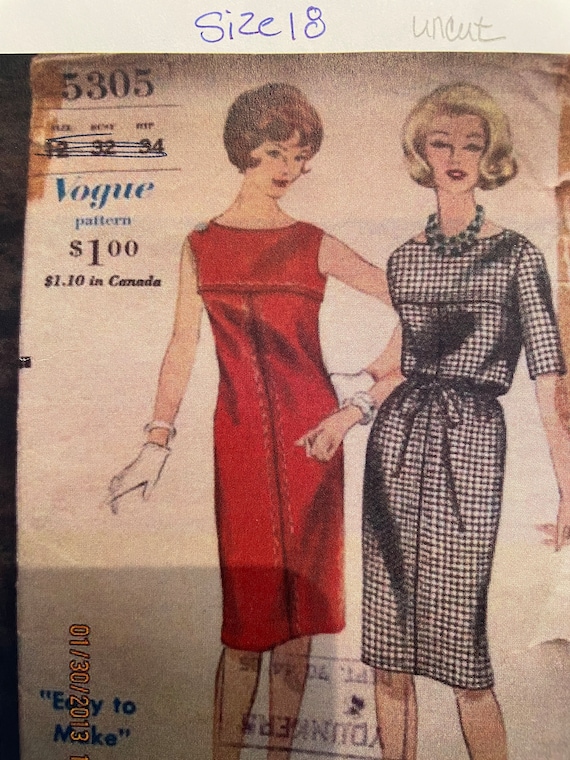 Modèle facile de robe fourreau vintage des années 1960 --- Vogue