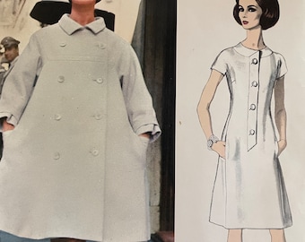 Impresionante abrigo y vestido Vogue Couturier vintage de 1960 de Fabiani---Vogue 1577---Tamaño 10 Busto 31