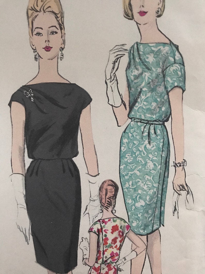 Side Back Buttoned Cocktail Dress by John Cavanagh--Vogue 1235-Size 14 Bust 34 UNCUT with sew-In LABEL Outstanding Vogue Couturier Design