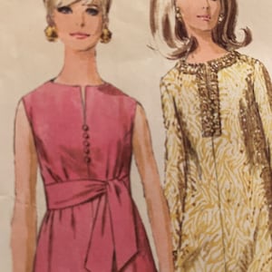 Pretty Vintage 1960&#39;s A-Line Easy, Jiffy Dress Pattern---Simplicity 7381---Size 14  Bust 34