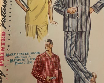 Pyjama et chemise de nuit pour homme vintage des années 1950---Simplicité 4108---Taille moyenne (38 à 40)