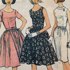 Vintage 1960&#39;s Scoop Neck, Full-Skirted Dress With Options---McCalls 8180---Size 10  Bust 31
