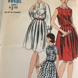 Vintage 1960's Tucked Shirtwaist Dress PatternVogue 6783Size 14 Bust 34 UNCUT image 2