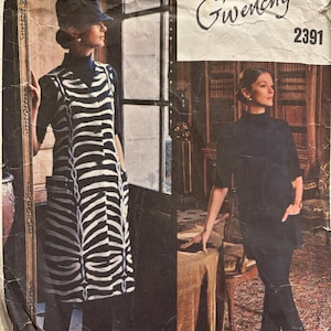 Vogue Paris Original Tunic, Pants and A-Line Sleeveless Coat Pattern by Givenchy---Vogue 2391---Size 10  Bust 32 1/2