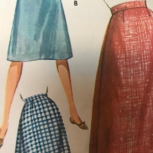 Vintage 1960&#39;s Easy Flared Skirt Pattern---Butterick 2235---Waist 24  Hip 33
