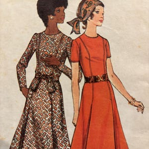 Vintage 1970&#39;s A-Line, Princess Seamed Dress Pattern---Butterick 6470---Size 12  Bust 34