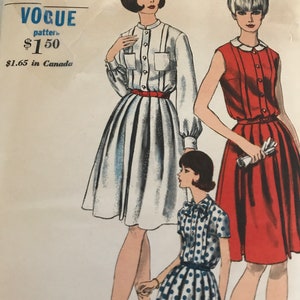 Vintage 1960's Tucked Shirtwaist Dress PatternVogue 6783Size 14 Bust 34 UNCUT image 1