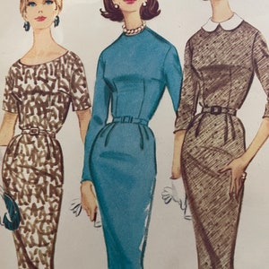 Vintage 1960&#39;s Sheath Dress Pattern With Sleeve and Neckline Options---McCalls 5553---Size 14  Bust 34