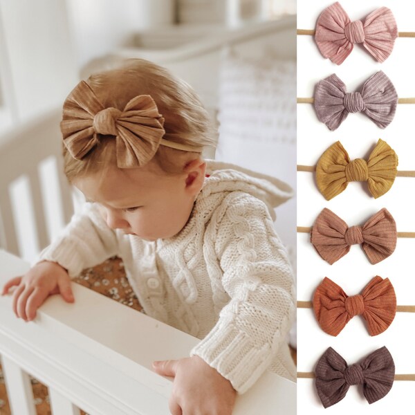 Baby Girl Hair Bow, Newborn Knit Headwrap, Infant Top Knot Bow, Shimmer Headband, Shimmery Headwrap, Soft Newborn Turban, Baby Shower Gift