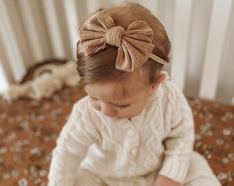 Bandeau bébé fille, turban tricoté pour nouveau-né, noeud supérieur pour bébé, noeud pour cheveux bébé fille, bandeau côtelé, turban doux pour nouveau-né, cadeau de baby shower