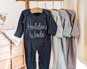 Personalized Baby Boy Romper: Embroidered Newborn Coming Home Outfit