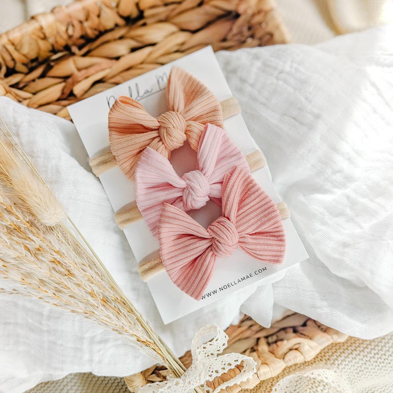 Baby Girl Headbands, Newborn Baby Bows, Toddler Hair Clips, Girls Fall Hair Bows, Boho Baby Bows for Infants, Baby Shower Gift for Girl image 6