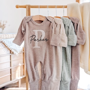 Personalized Newborn Coming Home Outfit: Embroidered Baby Name, Matching Hat