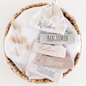 Embroidered Baby Boy Hat: Personalized Newborn Baby Beanie Hat with Name, Baby Shower Gift Boy, Infant Coming Home Hospital Hat