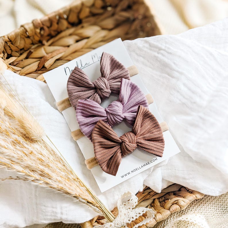 Baby Girl Headbands, Newborn Baby Bows, Toddler Hair Clips, Girls Fall Hair Bows, Boho Baby Bows for Infants, Baby Shower Gift for Girl image 5