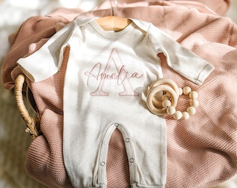 Personalized Newborn Girl Outfit: Embroidered Floral Romper, Coming Home Outfit