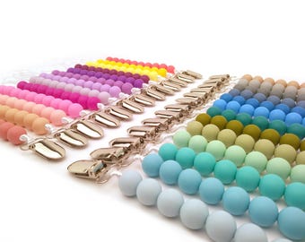 Pacifier Clip Baby Gift Baby Shower Gift Teething Baby Girl Clip Baby Boy Clip Teething Silicone Pacifier Holder Dummy Clip Binky Clip