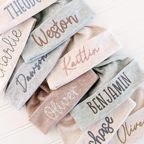 Custom Baby Name Hat – Embroidered Newborn Beanie, Personalized Infant Hat, Baby Boy Beanie Hat, Newborn Baby Gift, Baby Girl Hospital Hat