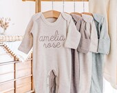 Personalized Embroidered Baby Girl Romper Set: Newborn Going Home Outfit
