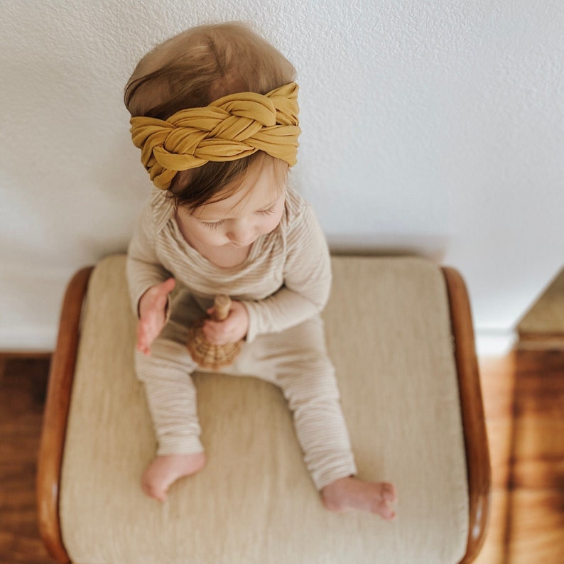 Braided Baby Headband, Sailor Knot Bow, Knotted Infant Headwrap, Baby Girl Headband, Wide Nylon Bow, Turban Style Headwrap, Newborn Baby Bow 