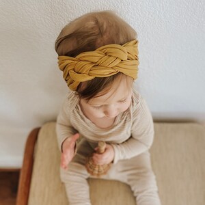 Braided Baby Headband, Knotted Infant Headwrap, Baby Girl Headband, Wide Nylon Bow, Turban Style Headwrap, Newborn Baby Bow, Baby Gift