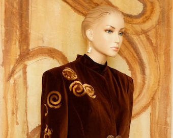 Brown Velvet Women's Jacket. Unique Artistic Creation by Kotty.
