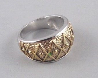 Sterling Silver & 14K Gold Dome Ring - Craftsmanship Jewelry