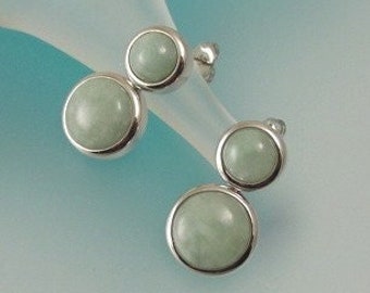 Natural Apple Green Jade Earring - Jade  Studs Sterling Silver Earrings