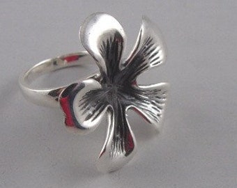 Sterling Silver Flower Ring for Women - Contemporary Design Ring - Nature Sterling Silver Jewelry