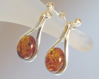 Baltic Amber and Sterling Silver Earrings - Natural Honey Baltic Amber Jewelry