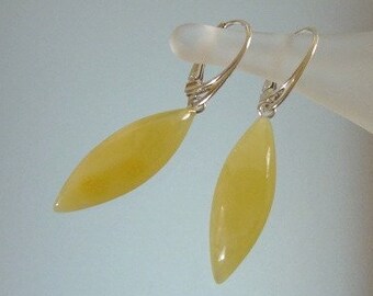 Milky Baltic Amber and Sterling Silver Dangle Earrings - Hand Crafted Jewelry