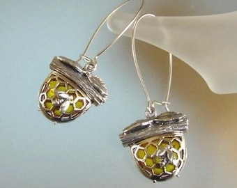 Genuine Baltic Amber Dangle Earrings - Honey Baltic Amber and Sterling Silver Jewelry