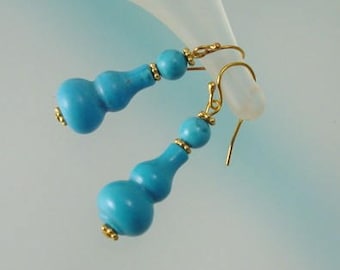 Sterling or Vermeil Turquoise Dangle Earrings - Unique Blue Gemstone Earrings - Made in USA