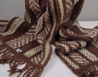 Hand Knit 100% Wool Shawl for Women - Brown One-of-a-Kind Artwear Accessory
