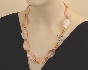Peruvian Opal and Sterling Silver Beaded Necklace - Natural Gemstone Jewelry - Handcrafted in USA