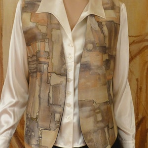 Hand Painted Unique Ladies Vest. Stylish Clothing with Geometric Design. image 3
