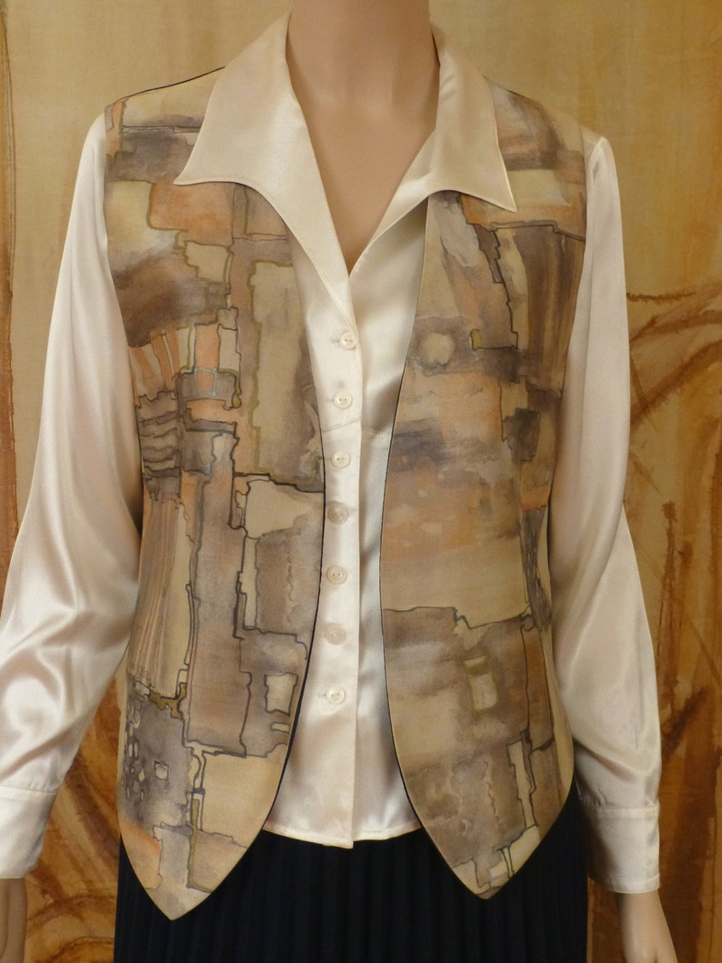 Hand Painted Unique Ladies Vest. Stylish Clothing with Geometric Design. image 3