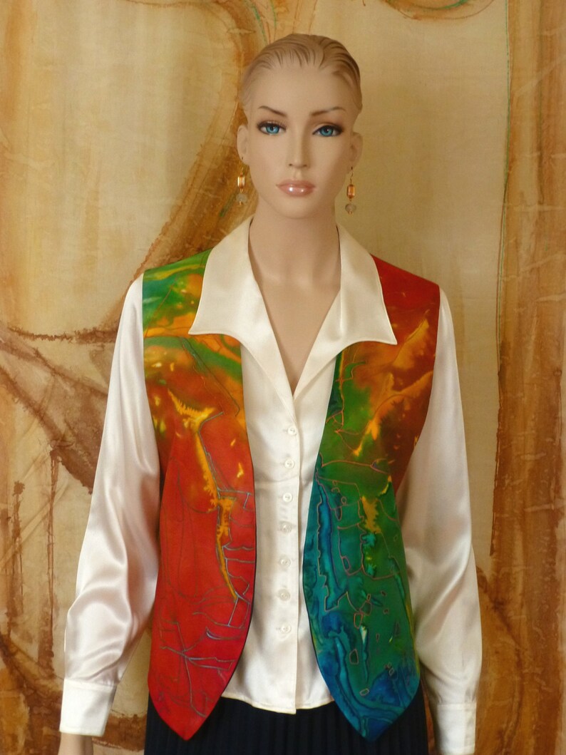 Hand Painted Pure Silk Women's Vest Contemporary Ladies Apparel