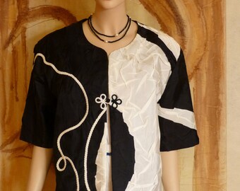 Artwear Woman's Jacket - OOAK Contemporary Black & White Jacket - Hand Crafted in USA