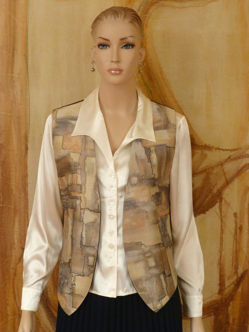 Hand Painted Unique Ladies Vest. Stylish Clothing with Geometric Design. image 2