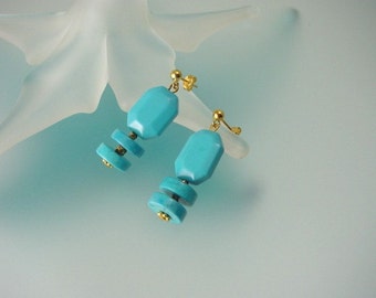 Turquoise and Gold Dangle Earrings - Genuine Gemstone & Vermeil Jewelry - Hand Made in USA