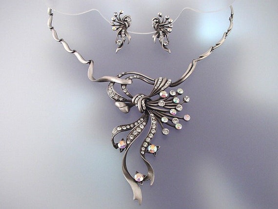 Vintage Swarovski Crystal Necklace and Earrings S… - image 1