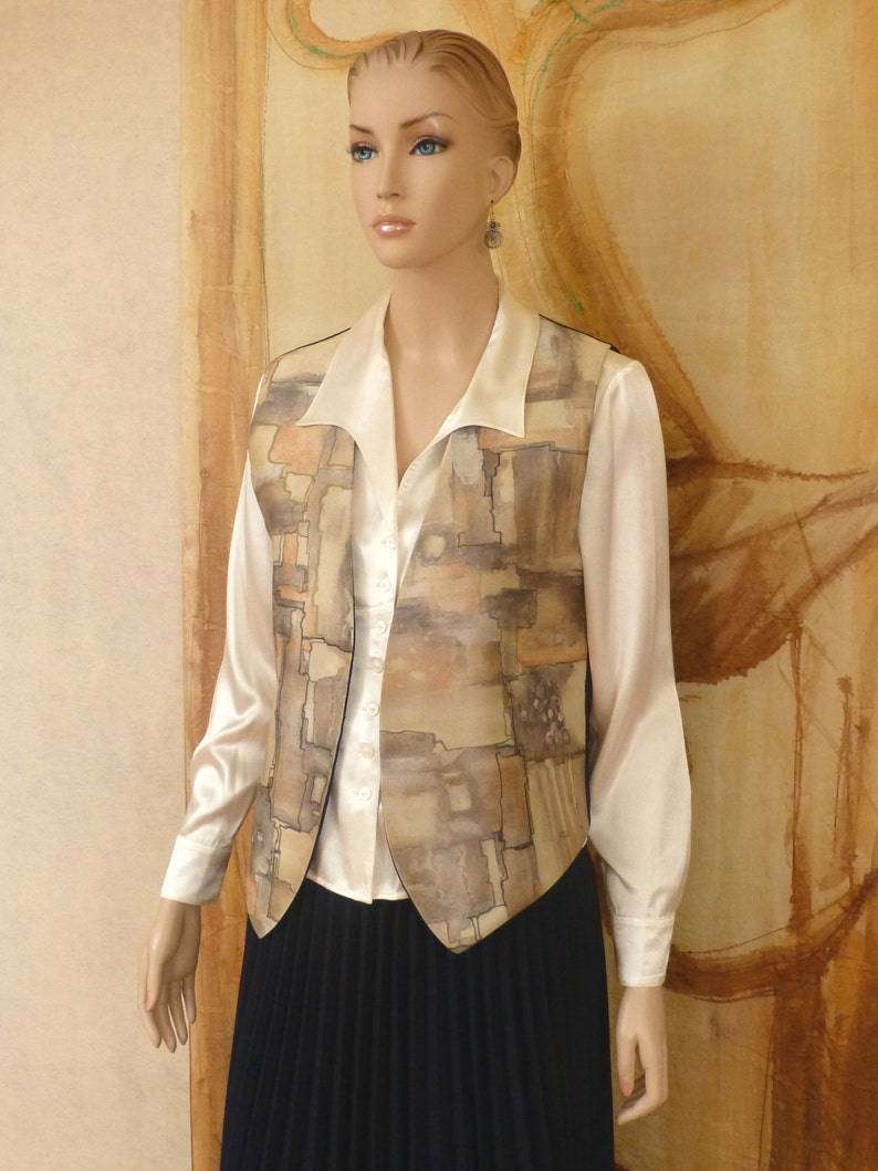 Hand Painted Unique Ladies Vest. Stylish Clothing with Geometric Design. image 1