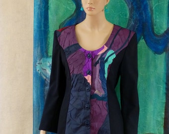 One-of-a-kind Women's Artwear - Jacket and Skirt Suit - Designer Hand Made in USA