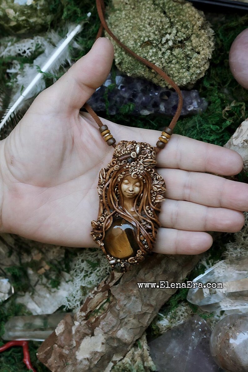 boho necklace healing jewelry healing necklace boho gypsy necklace bohemian necklace Pregnant Mother Earth Gypsy boho jewelry