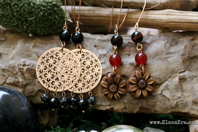 Hippy Earrings Bohemian Earrings Leaf Earrings 2 Sets of Spirit Earrings Crystal Earrings Gypsy Earrings Wild Woman Earrings