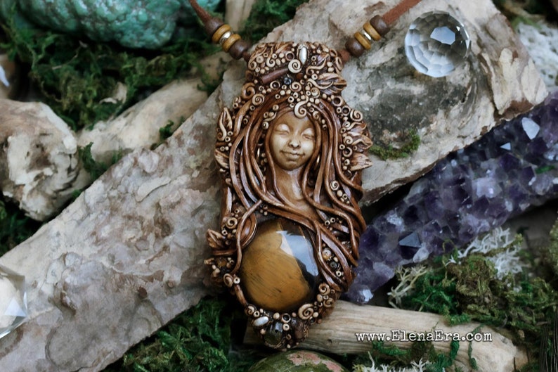 boho necklace healing jewelry healing necklace boho gypsy necklace bohemian necklace Pregnant Mother Earth Gypsy boho jewelry