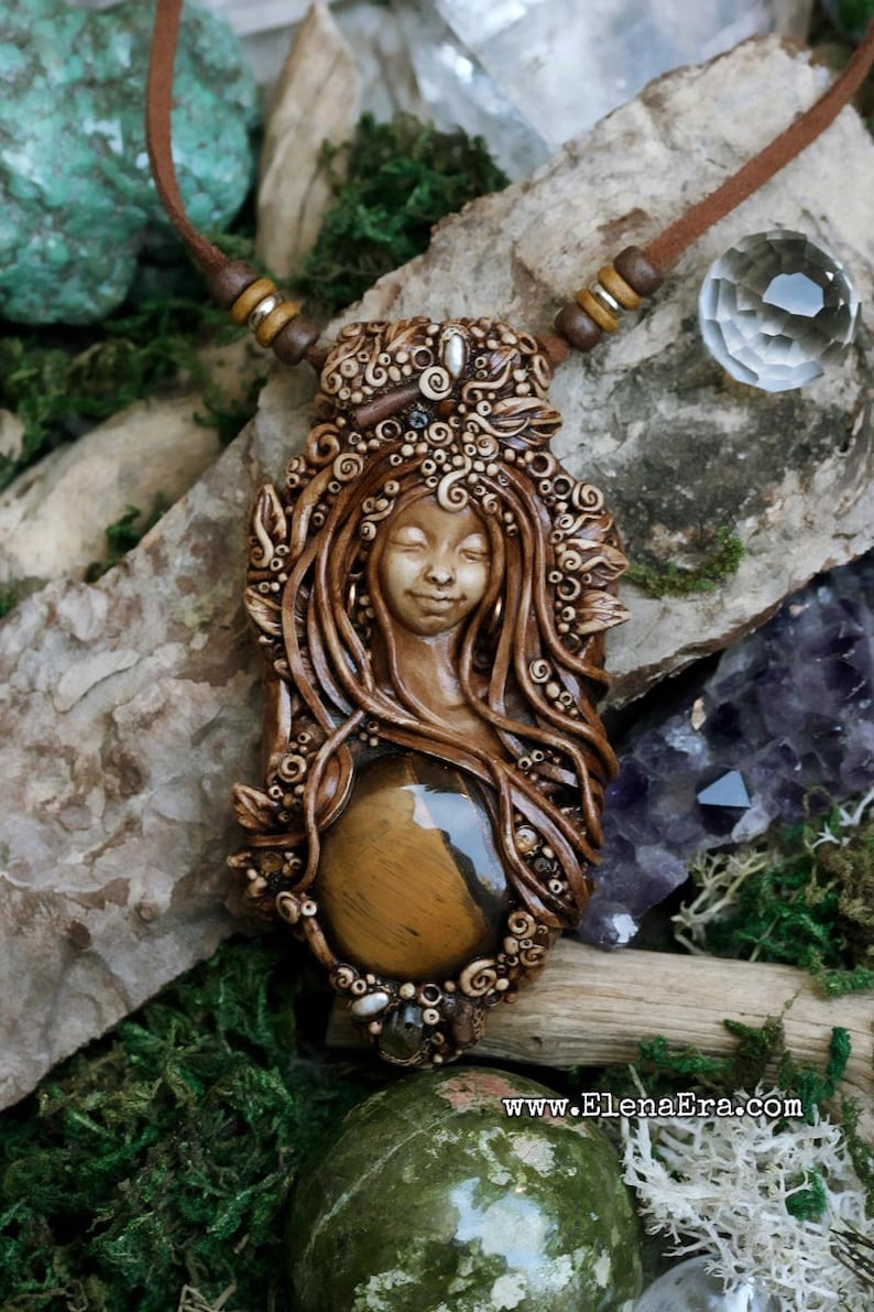boho necklace healing jewelry healing necklace boho gypsy necklace bohemian necklace Pregnant Mother Earth Gypsy boho jewelry